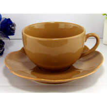 KC-2589 Haonai conjunto de café de gran volumen de cerámica, taza de café de cerámica con platillo